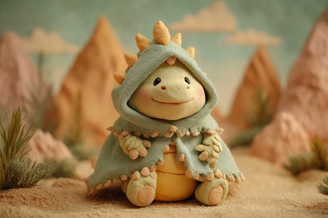 Baby claymation fantasy characters with handmade costumes and whimsical settings